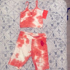 Hot Kiss Pink Tie Dye Yoga Two Piece Set